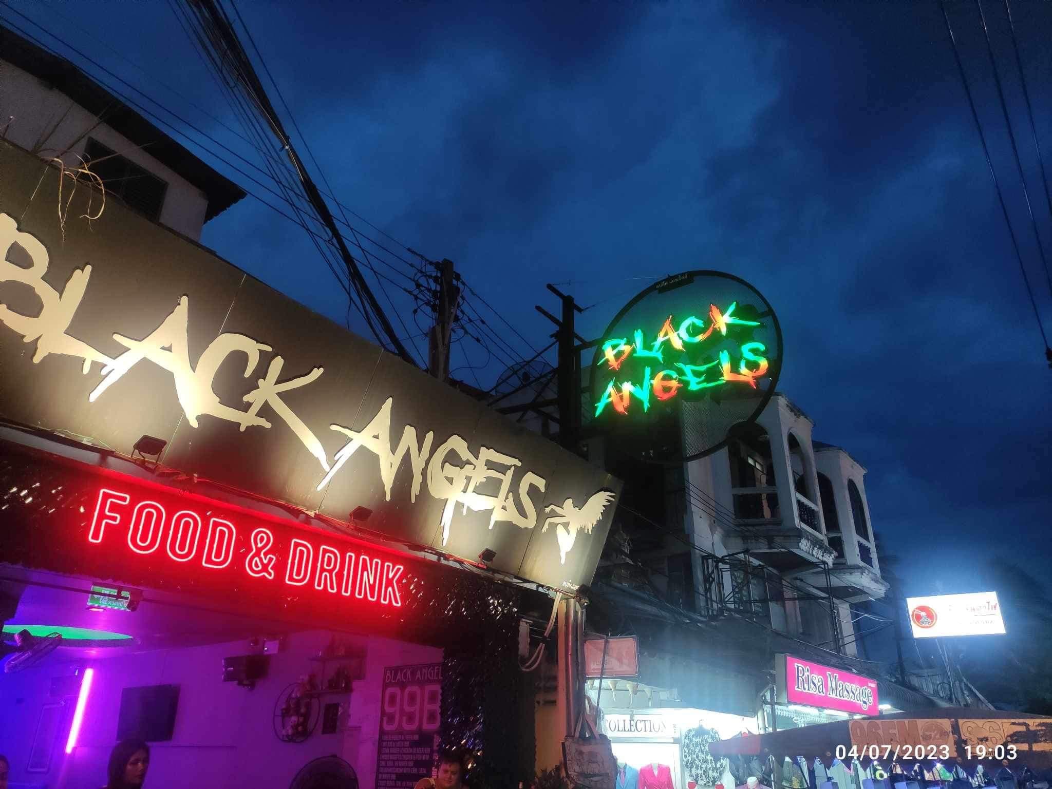 The Photo showing the exterior, interior, staff, and atmosphere of Black Angel bar soi 7 Pattaya